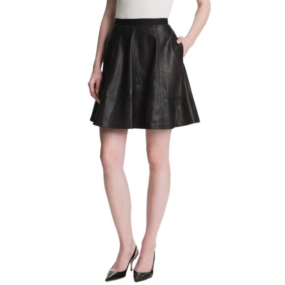 Miss Wu Black Leather Circle Skirt Size 8 Nordstrom Exclusive - Picture 3 of 14